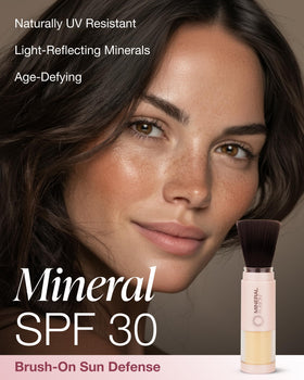 Mineral Fusion brush head closeup demonstrating easy targeted application
