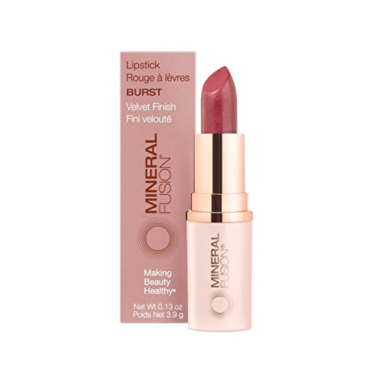 Mineral Fusion front packaging showing cranberry shade and clean-beauty benefit