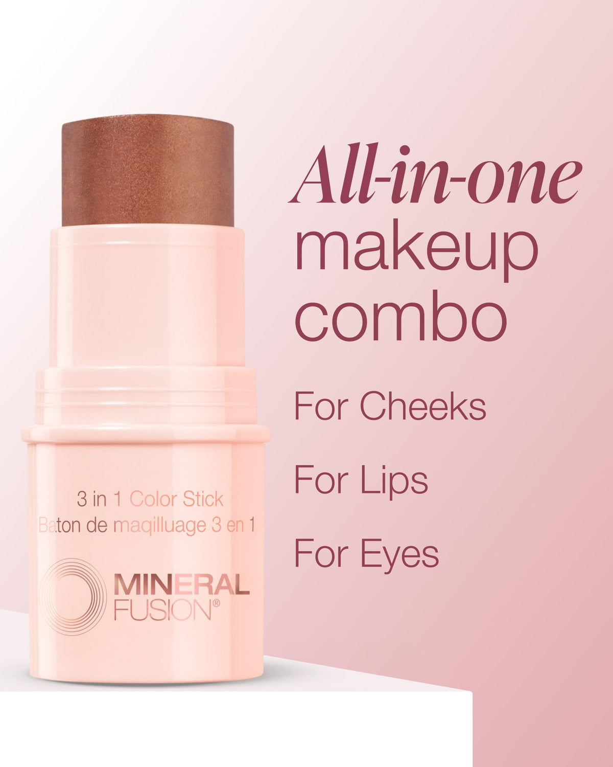 Mineral Fusion applying to cheek demonstrating natural bronze blush and easy blending
