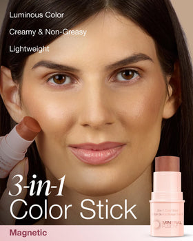 Mineral Fusion color stick with cap off displaying twist-up applicator for mess-free use