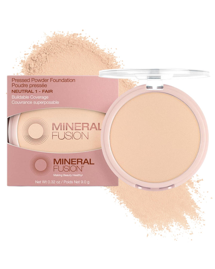 Mineral Fusion compact front view showing neutral 1 shade and portability benefit