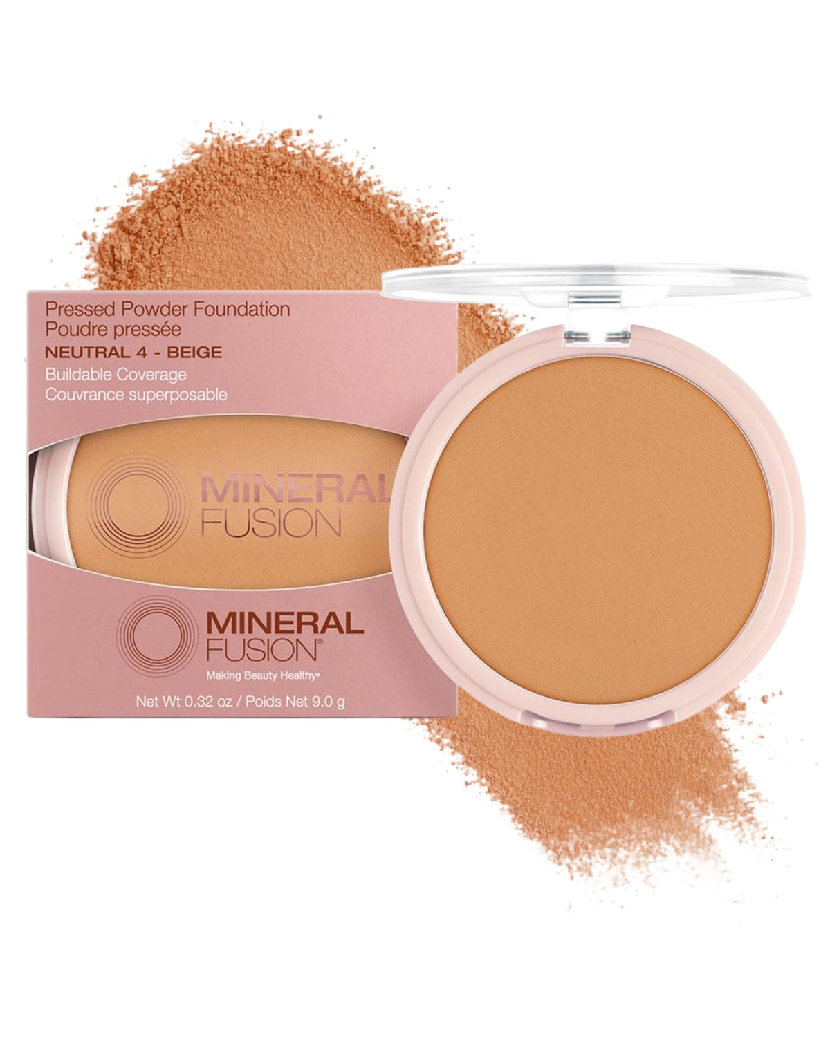 Mineral Fusion compact front view showing shade Neutral 4 and portable benefit