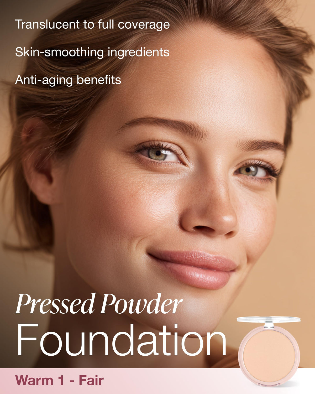 Mineral Fusion open compact showing pressed powder surface and smooth application benefit