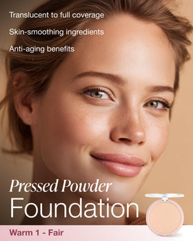 Mineral Fusion open compact showing pressed powder surface and smooth application benefit