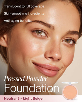 Mineral Fusion compact opened with brush demonstrating easy application on the go