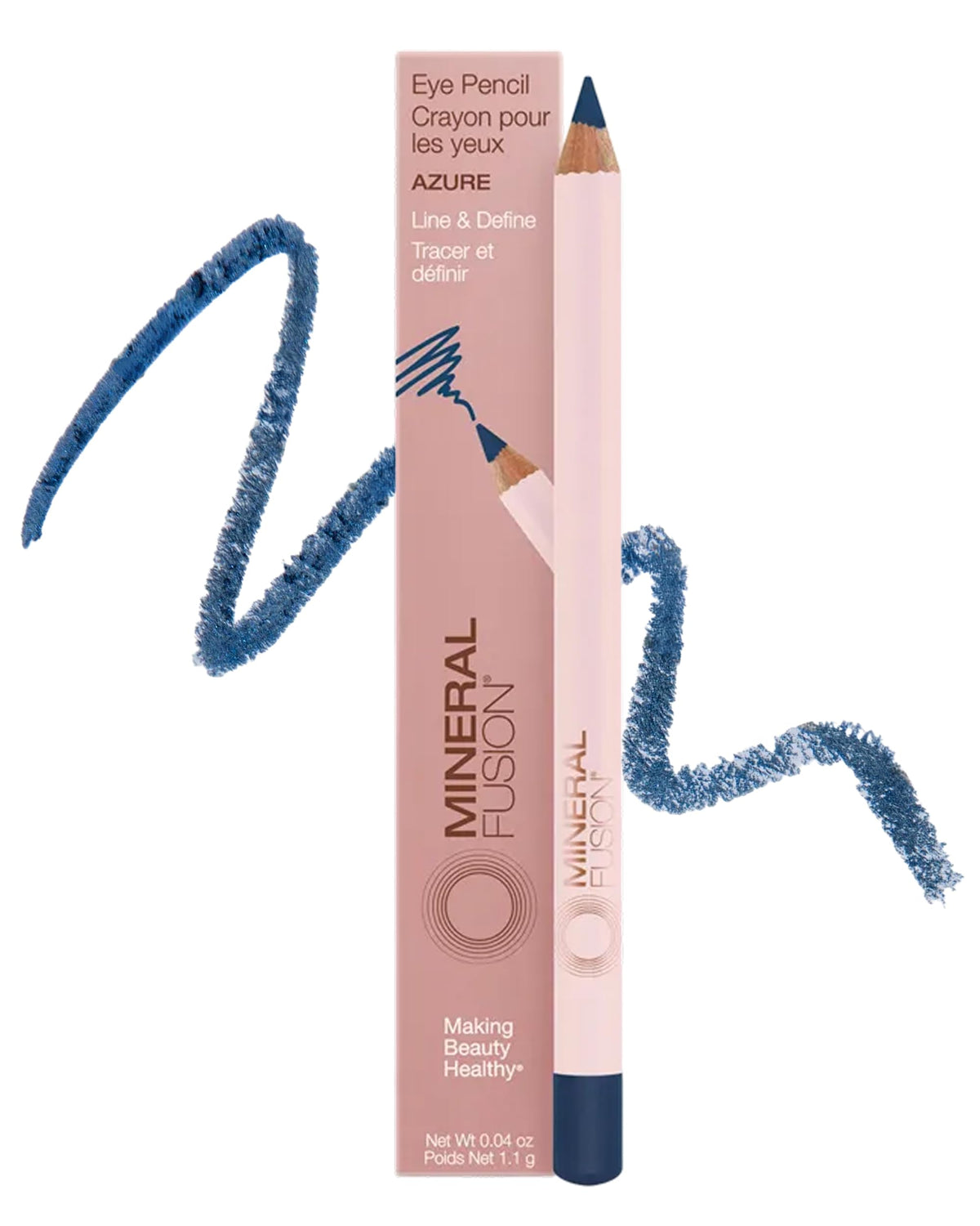 Mineral Fusion front packaging showing azure navy pencil and product benefit