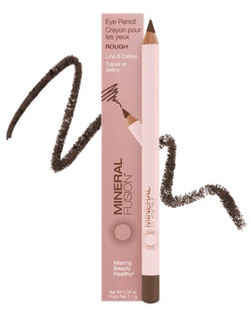 Mineral Fusion eye pencil front view showing slim pencil and warm brown color