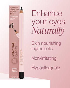 Mineral Fusion eye pencil applied on eye model shows defined lashline