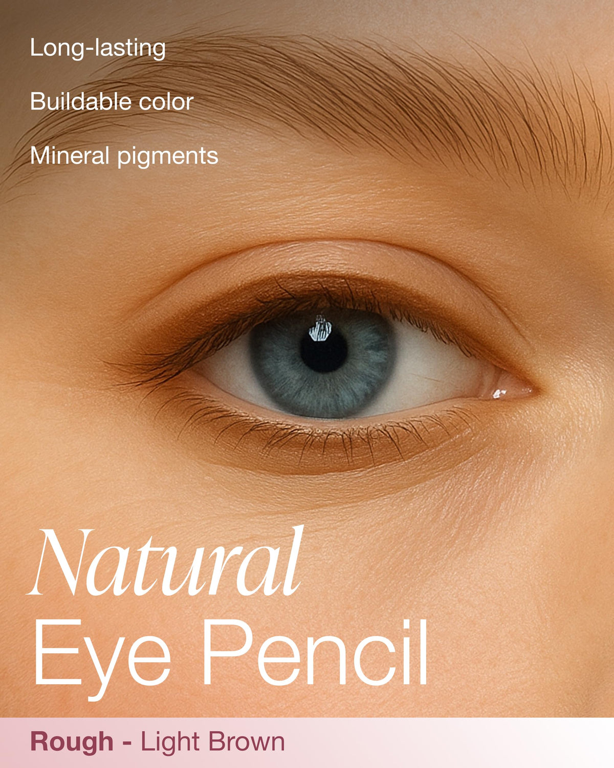 Mineral Fusion eye pencil tip close-up highlighting smooth glide benefit