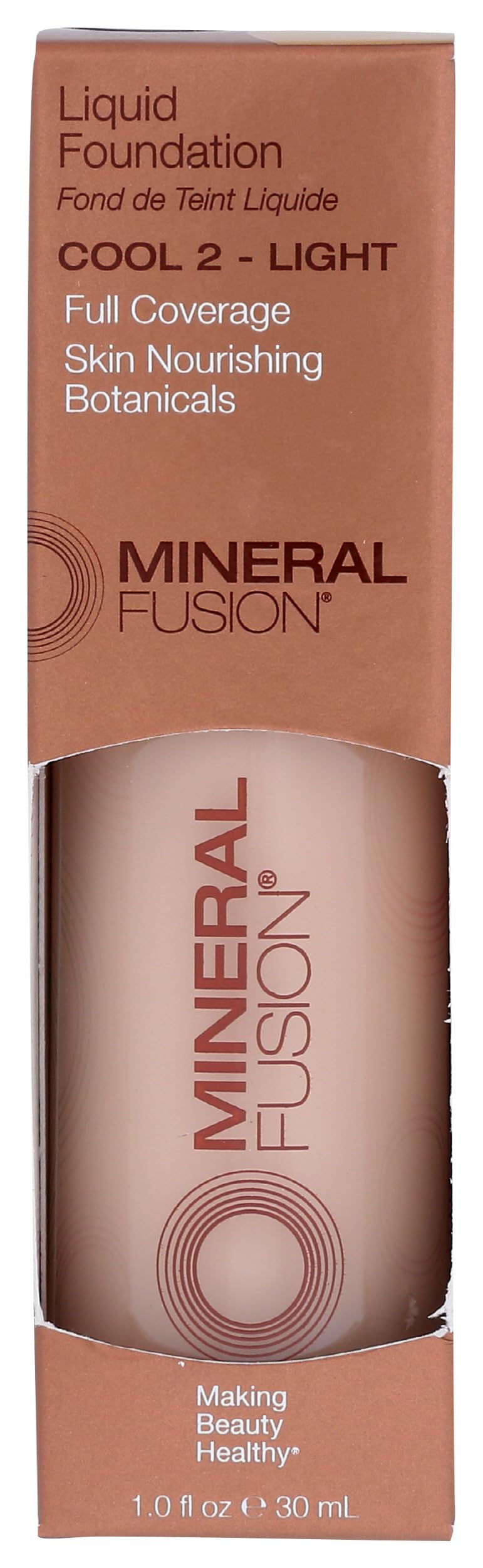 Mineral Fusion front packaging showing shade Cool 2 and product benefits
