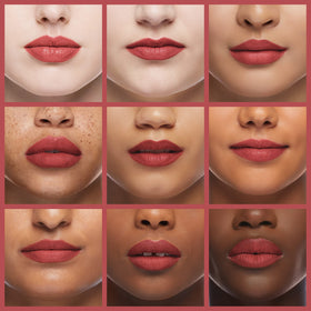 Mineral Fusion lipstick worn by model demonstrating long-wear color and soft finish