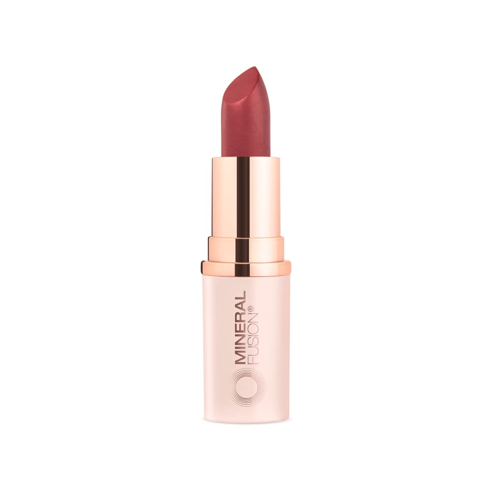Mineral Fusion texture swipe of lipstick on skin showing creamy finish and coverage