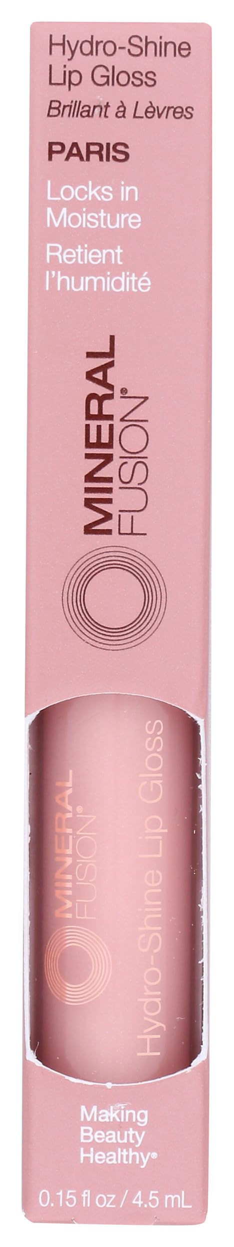 Mineral Fusion front packaging showing Paris shade and glossy finish benefit