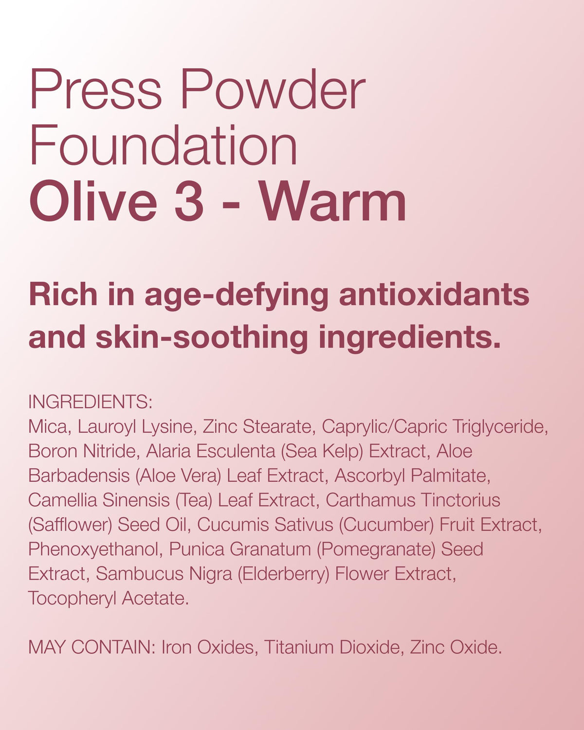 Woman wearing Mineral Fusion Olive 3 looking camera-ready with reduced shine benefit