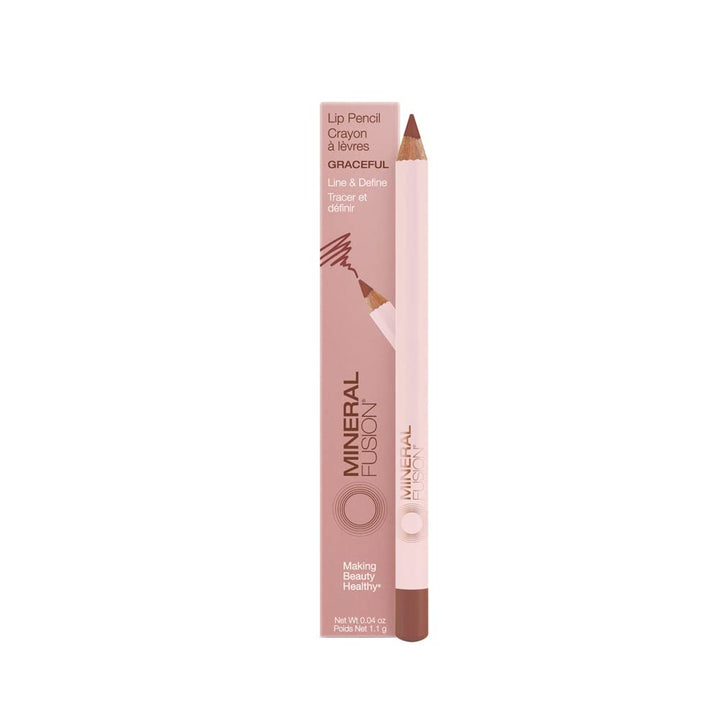 Mineral Fusion front view of lip pencil showing slim elegant design and easy application