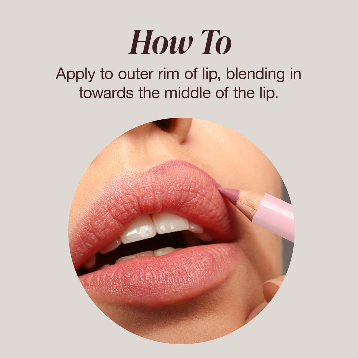 Mineral Fusion application image showing pencil being applied to lips for defined shape