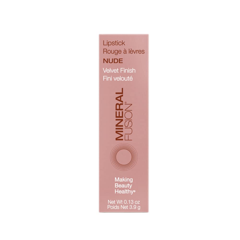 Mineral Fusion lipstick bullet close-up showing creamy texture and smooth finish benefit