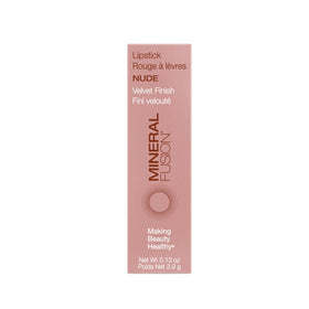 Mineral Fusion lipstick bullet close-up showing creamy texture and smooth finish benefit