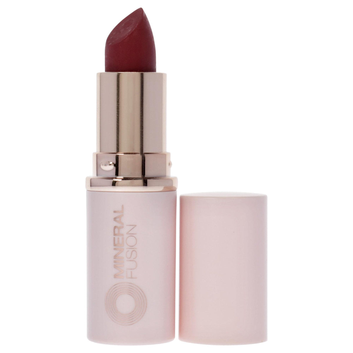 Mineral Fusion lipstick Ruby bullet close-up highlighting creamy tip and rich pigment for precise application