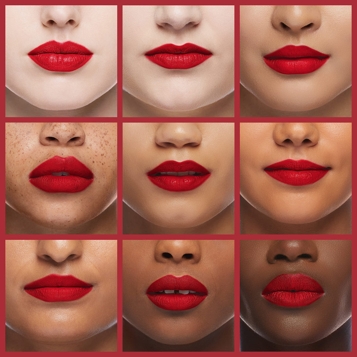 Mineral Fusion lipstick Ruby applied on model lips demonstrating vibrant color and comfortable hydration