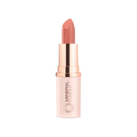 Mineral Fusion lipstick swatch on skin showing nude mauve payoff and wearable color