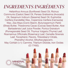 Mineral Fusion lipstick bullet texture close-up showing smooth glide and rich pigment