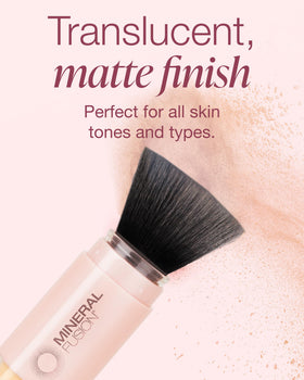 Mineral Fusion powder texture swatch highlighting translucent matte finish