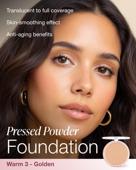 Mineral Fusion open powder pan Warm 3 showing true shade and blendability