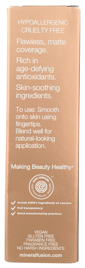 Mineral Fusion pump and label detail highlighting brand and easy-dispense benefit