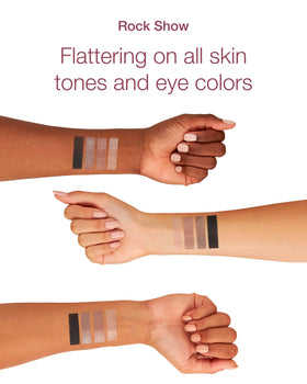 Mineral Fusion application with brush placing pigment precisely for crease definition and blending