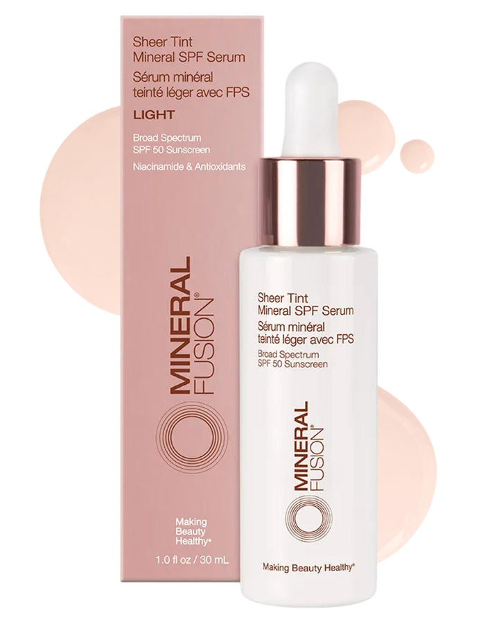Mineral Fusion front packaging showing SPF 50 and tinted serum benefit