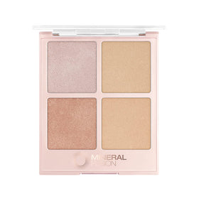 Mineral Fusion palette front view showing compact packaging and shade names for easy choice