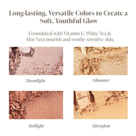 Mineral Fusion close-up of pans showing powder finish and fine shimmer for smooth blend