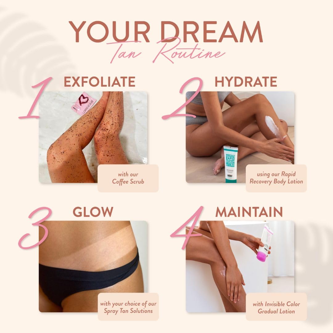 MINETAN BODY.SKIN applied with handheld spray gun for salon-quality results