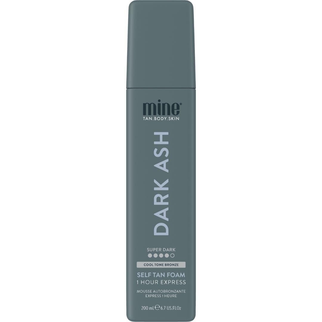 MINETAN BODY.SKIN front packaging showing dark ash mousse benefit
