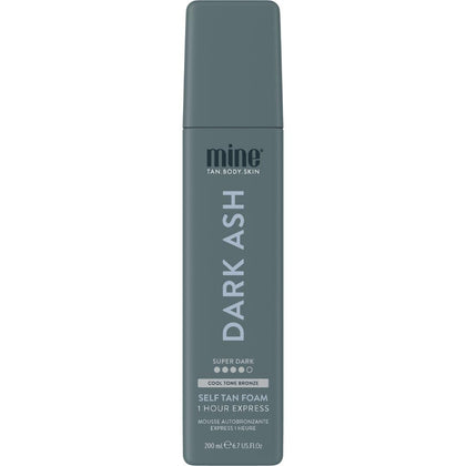 MINETAN BODY.SKIN front packaging showing dark ash mousse benefit
