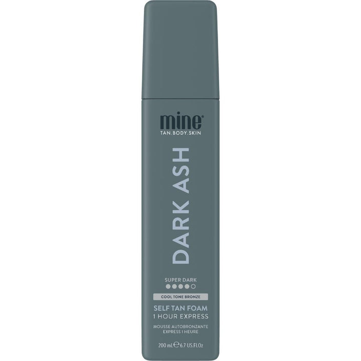 MINETAN BODY.SKIN front packaging showing dark ash mousse benefit