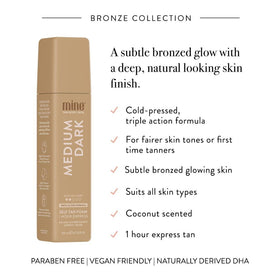MINETAN BODY.SKIN mousse on applicator mitt showing easy, even spread