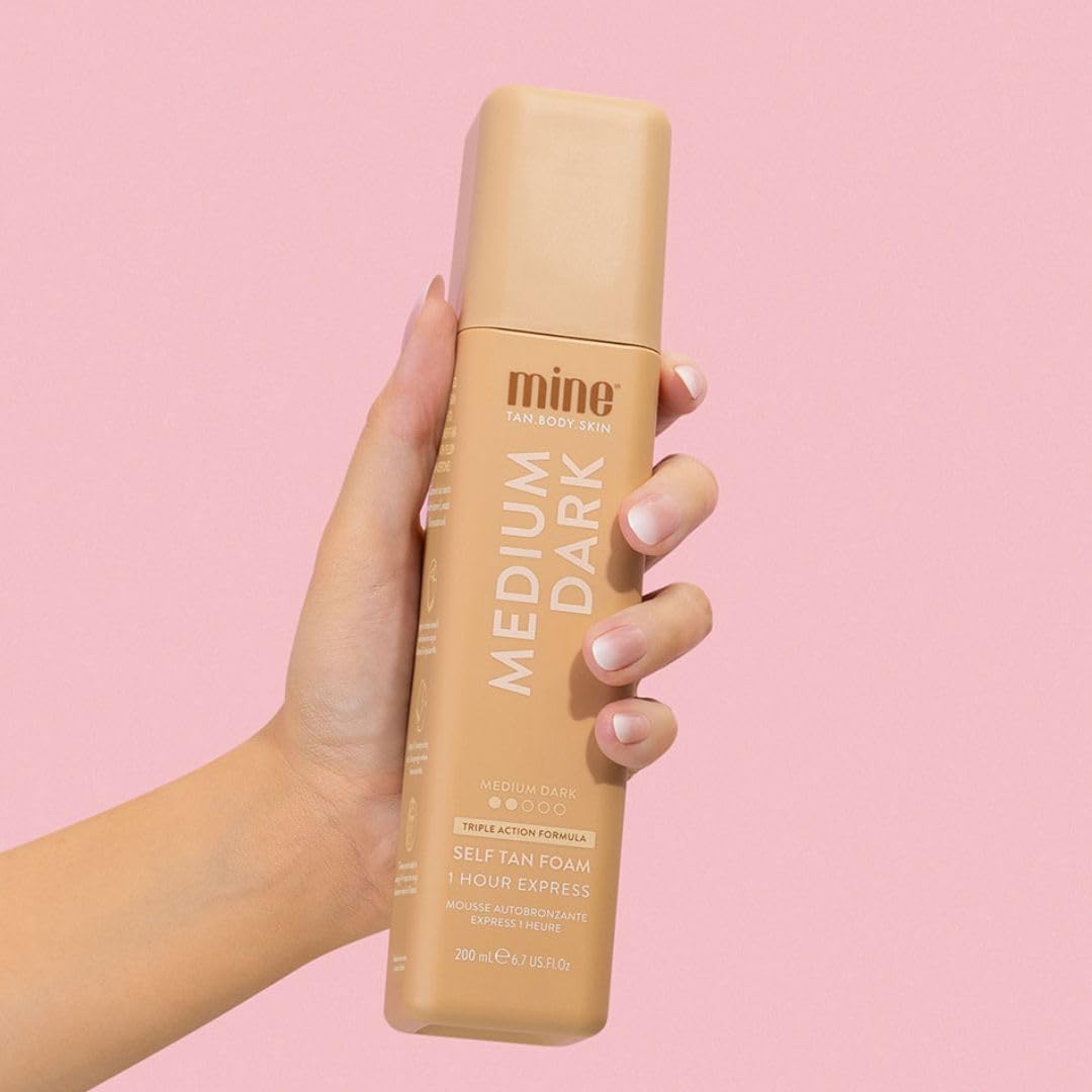 MINETAN BODY.SKIN label closeup showing key ingredients and benefits