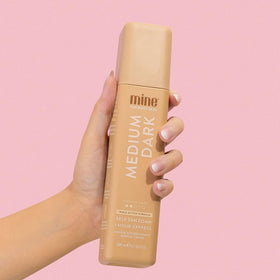 MINETAN BODY.SKIN label closeup showing key ingredients and benefits