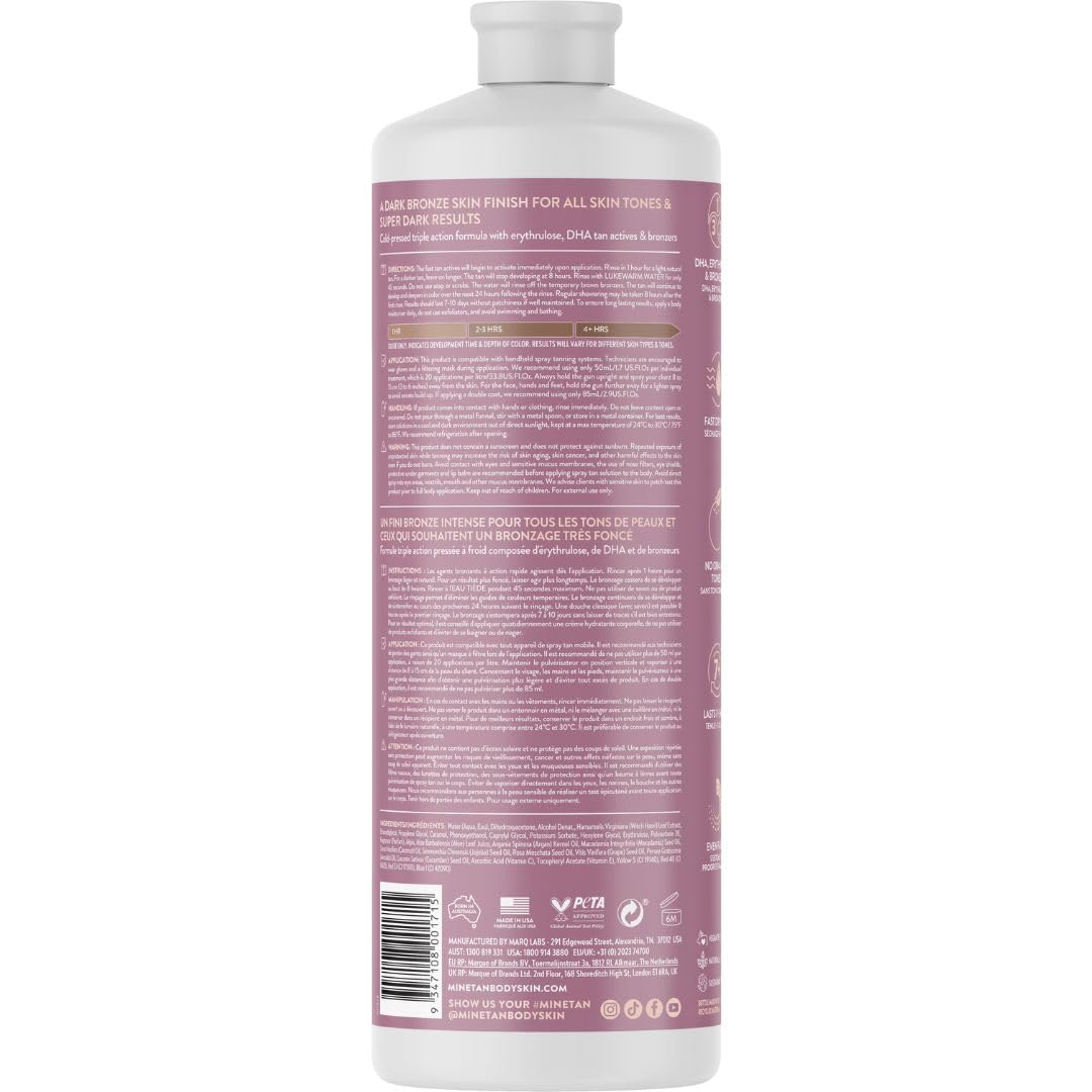 MINETAN BODY.SKIN spray nozzle and bottle detail for precise professional use