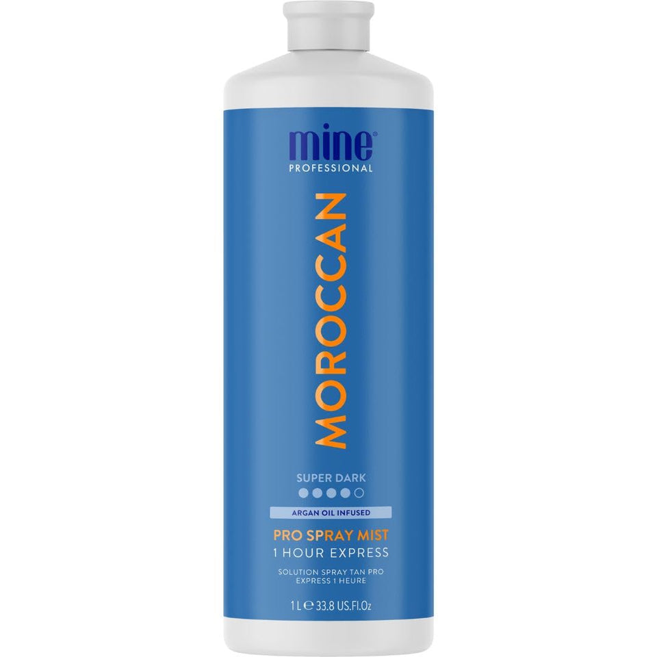 MINETAN BODY.SKIN Moroccan bottle front view showing product and dark bronzing promise