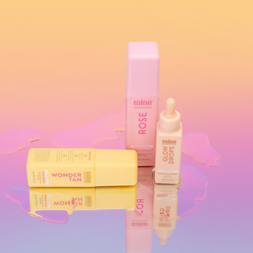 MINETAN BODY.SKIN rosewater and vitamin C ingredients flatlay highlighting hydrating benefits