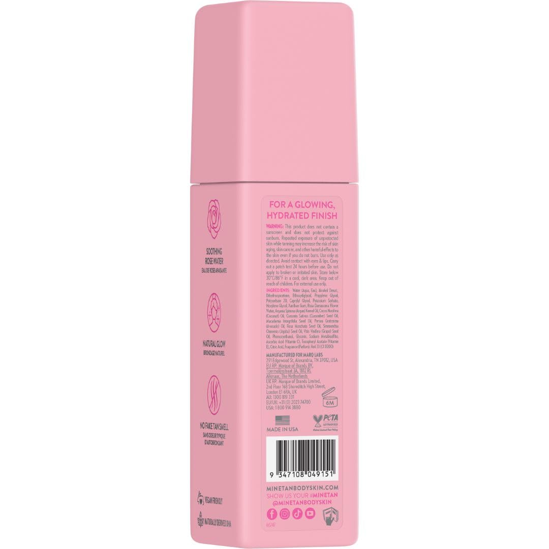MINETAN BODY.SKIN closeup of spray nozzle delivering fine mist for even coverage