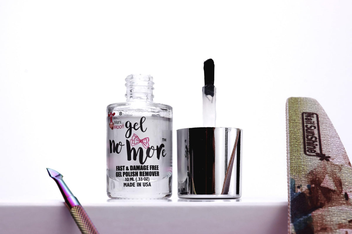 MINI MANI MOO on a vanity with tools showing easy home or salon use for tidy routines