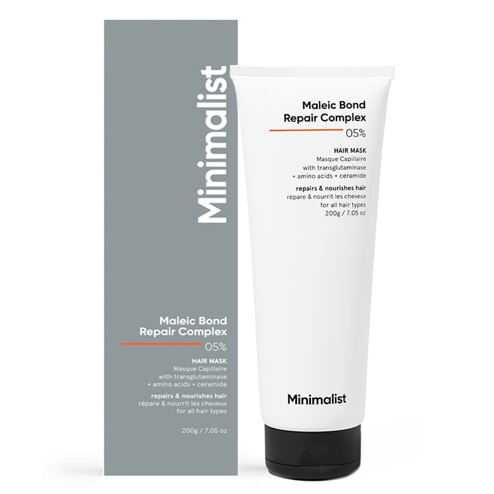 Minimalist hair mask jar front view showing clean packaging and ingredient focus benefit