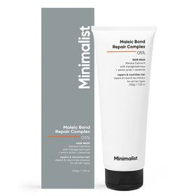 Minimalist hair mask jar front view showing clean packaging and ingredient focus benefit