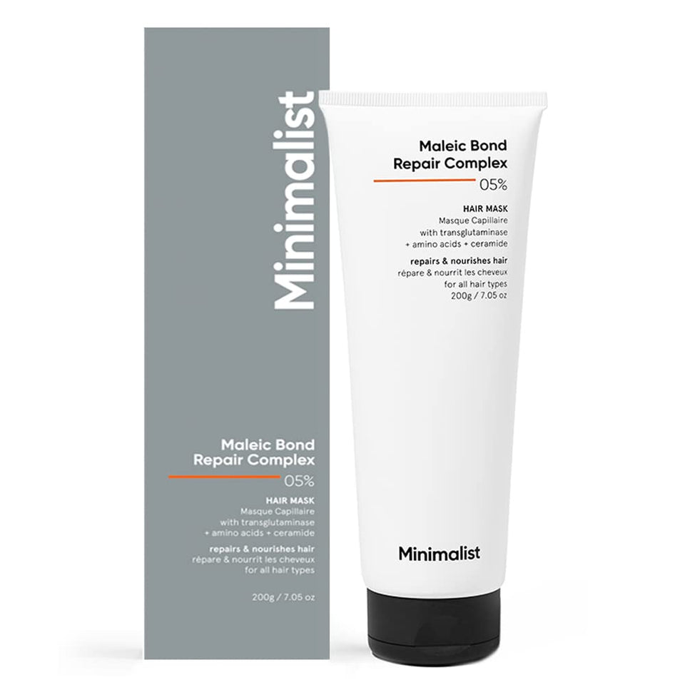 Minimalist hair mask jar front view showing clean packaging and ingredient focus benefit