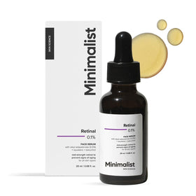Minimalist front packaging of retinal serum showing clean branding and size, promotes trust