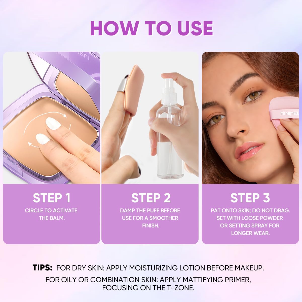MINIMELI application blending with sponge for streak-free coverage